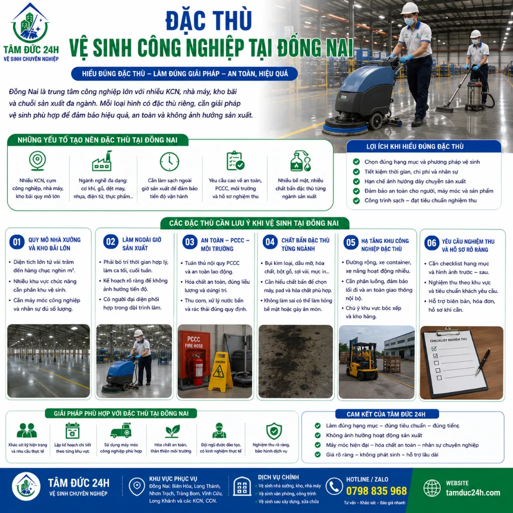 Đặc thù vệ sinh công nghiệp tại Đồng Nai
