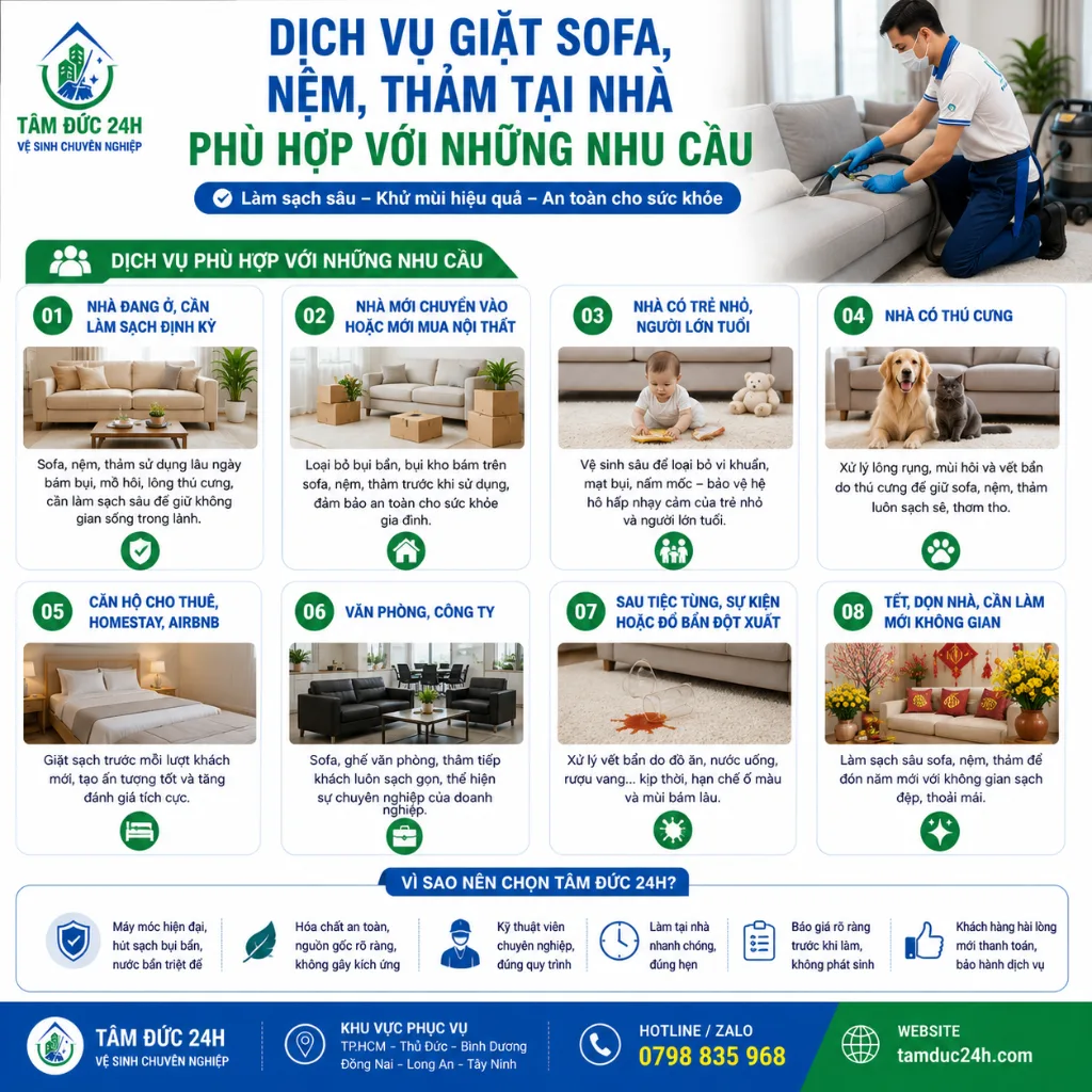 Dịch vụ giặt ghế sofa nệm phù hợp nhu cầu