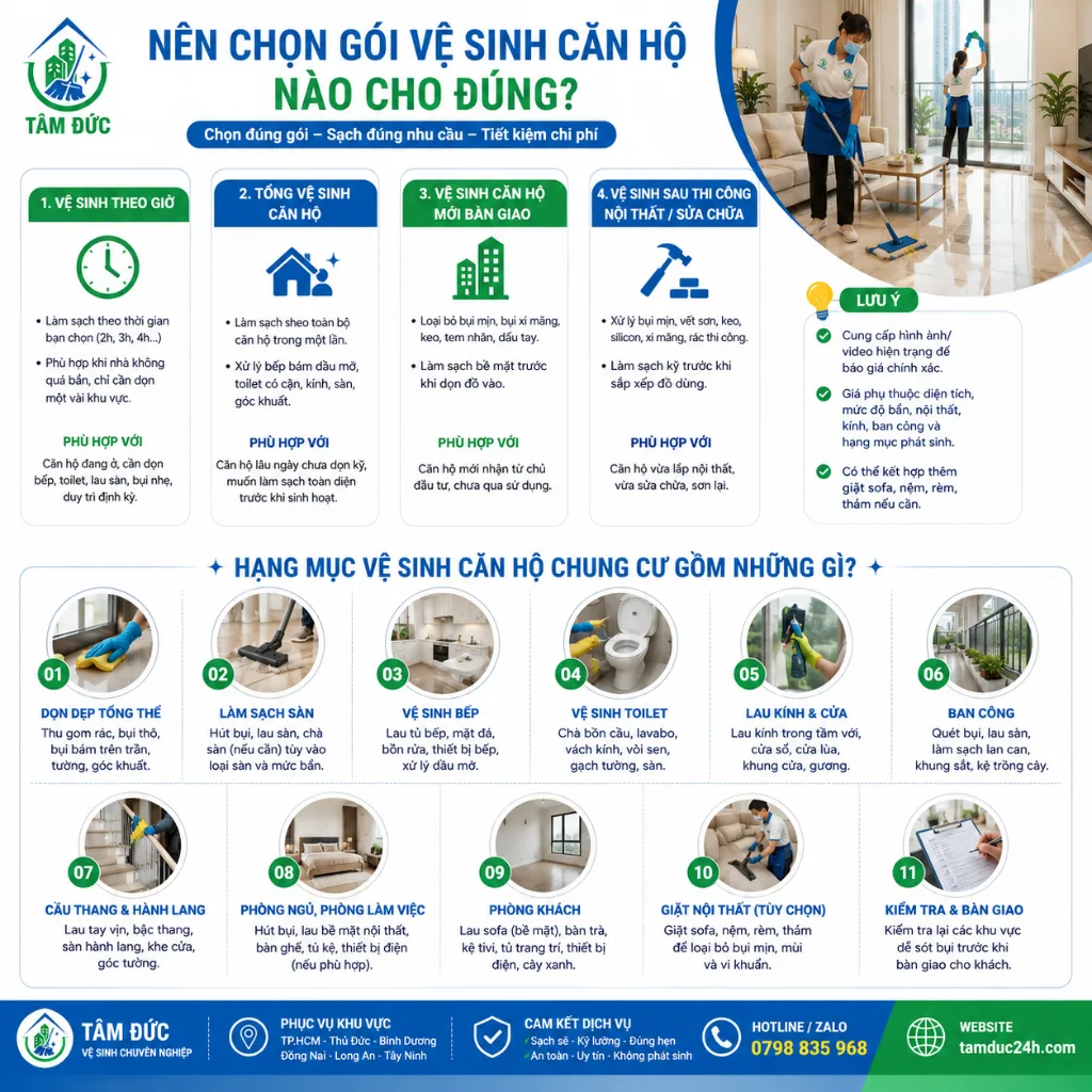 Nên chọn gói vệ sinh căn hộ nào cho đúng
